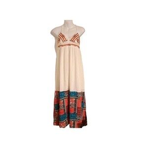 LeShop  Patchwork Embroidered Maxi Dress White/Multi Size Small